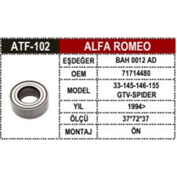 ATF 102 ALFA ROMEO 145-146-155 ON TEKER BILYA ABS SIZ 