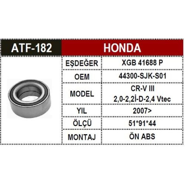 ATF 182 HONDA CR-V 07-11 ON AKS RULMANI ABSLI 