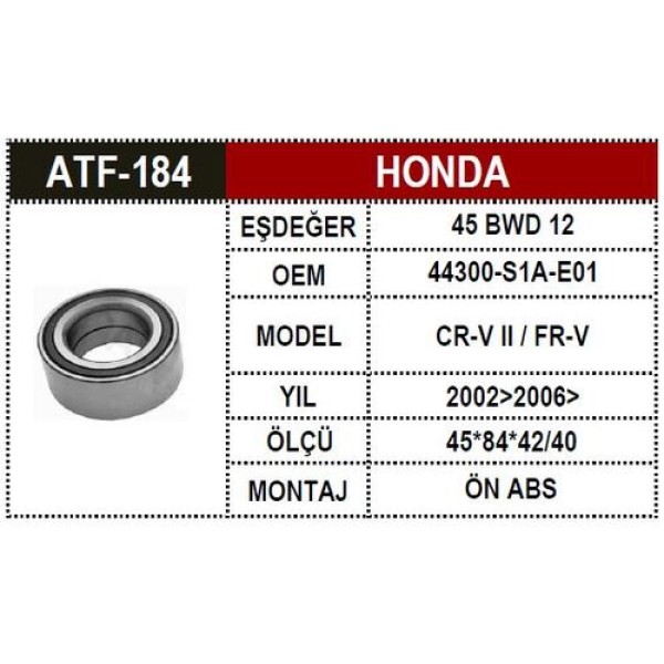 ATF 184 HONDA ACCORD CRV 98-02 ON AKS RULMANI ABSLI 