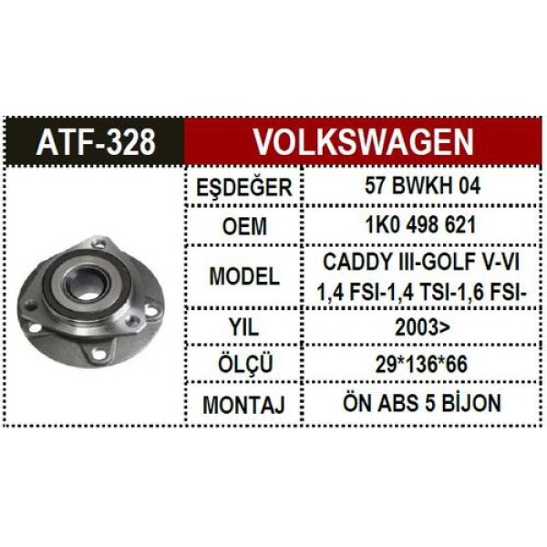 ATF 328 VW CADDY A3 GOLF PORYA ON 3 AYAK 5K0498621A 