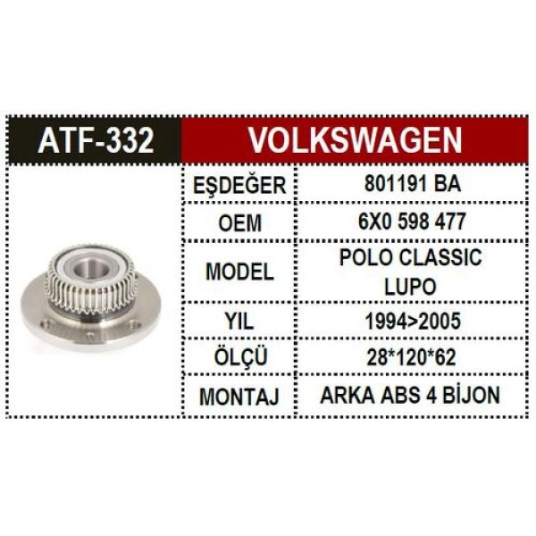 ATF 332 VW POLO POLO CLS IBIZA 97-02 PORYA ARKA 6X0598477 