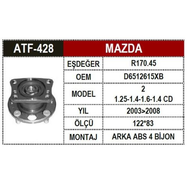 ATF 428 MAZDA 2 07- ARKA TEKER PORYASI ABS$LI 