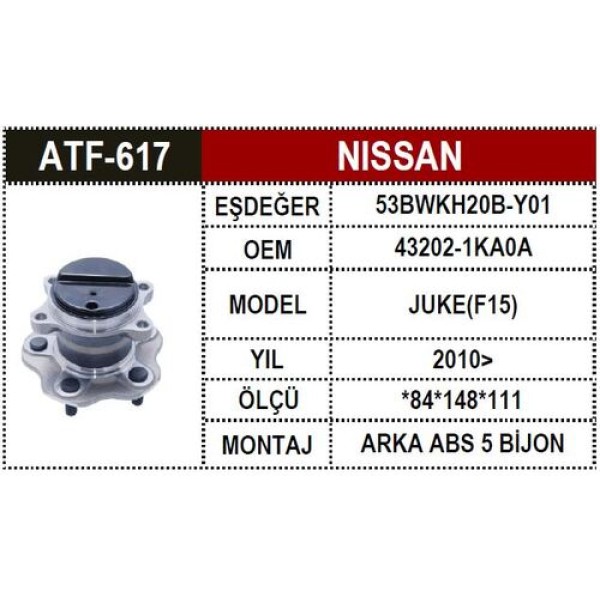 ATF 617 NISSAN JUKE 2WD 1.2-1.6 DIG-T 10- ARKA TEKER PORYASI 