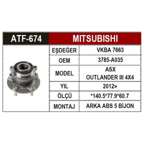 ATF 674 MITSUBISHI ASX-OUTLANDER III 4X4 2012 ARKA PORYA 