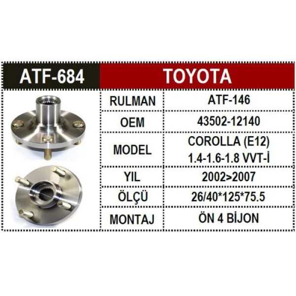 ATF 684 TOYOTA COROLLA ON PORYA 1.4-1.6-1.8 VVT-I 02-07 