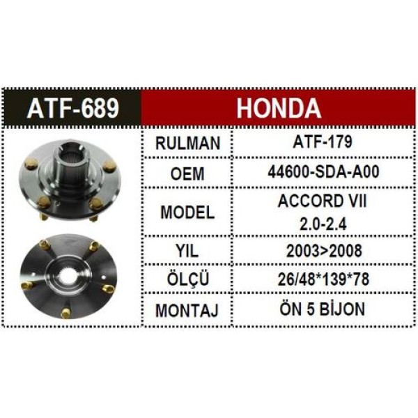 ATF 689 HONDA ACCORD VII 2.0-2.4 2003>2008 ON PORYA 