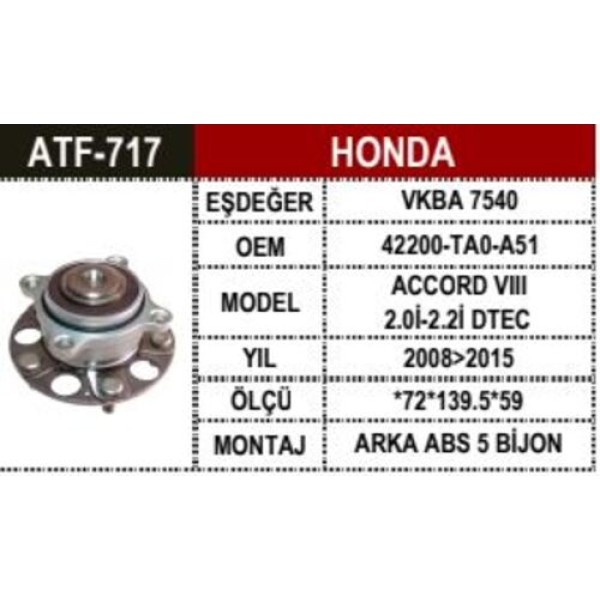 ATF 717 ACCORD 2.0I-2.2I DTEC ARKA KAS PORYALI ABSLI 08-15 