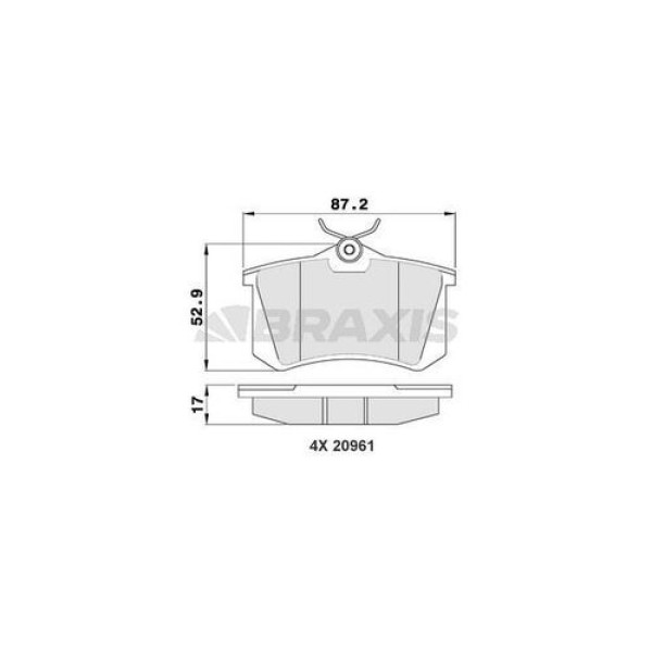 BRAXIS AA0005 Fren Balatası Arka 207 06- 208 12- 405 2008 13- / Golf II 83- Golf III 91- Jetta II 84 