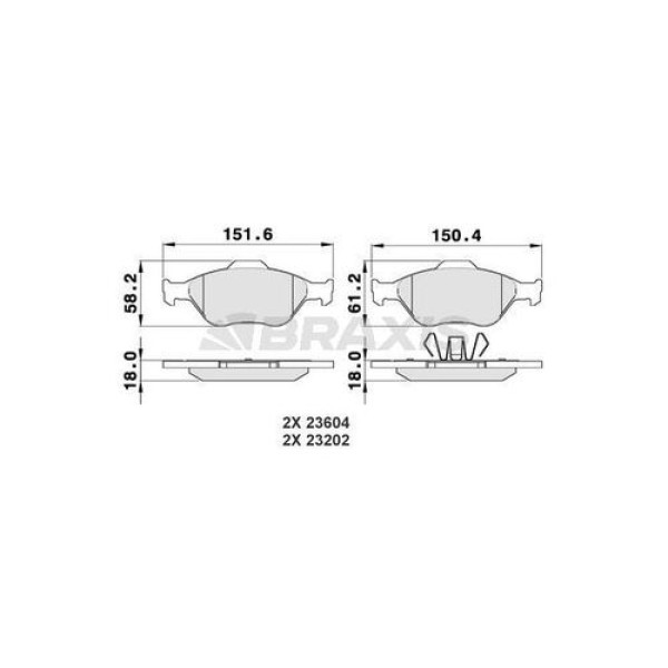 BRAXIS AA0008 Fren Balatası Ön Fiesta IV V 95-08 Fusion 02-12 Ka 1.6 03-08 Mazda 121 III 03- Absli