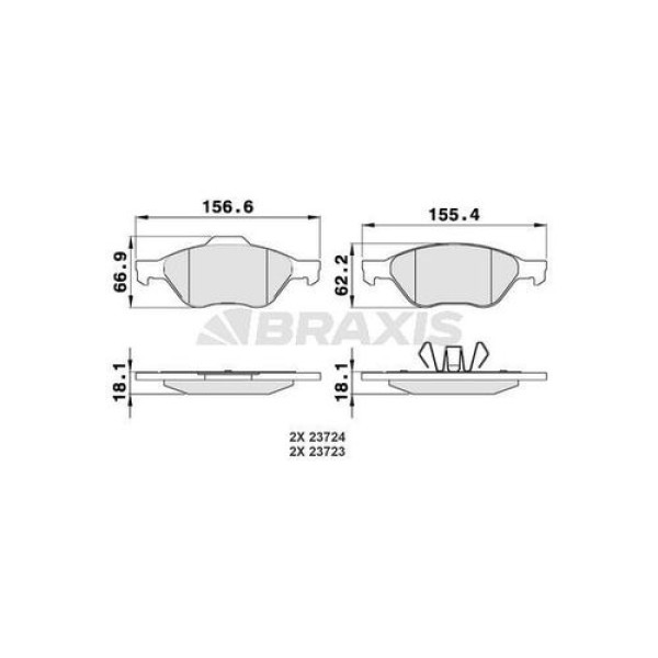 BRAXIS AA0010 Fren Balatası Ön Focus II 04- Focus II Cmax 04-07 Cmax 07- Focus III 11- 1.6Eco 1.6TDC