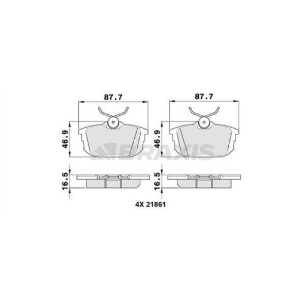 BRAXIS AA0093 Fren Balatası Arka Carisma 96-06 Colt 04-10 Spacestar 98-04 Persona Wıra 00-02 Volvo S 