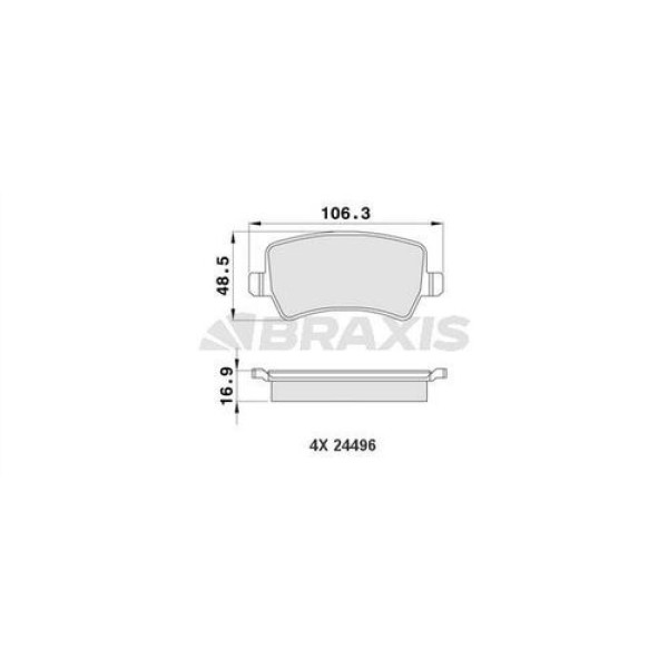 BRAXIS AA0119 Fren Balatası Arka S-Max 09- 06- Galaxy III 06- / S60 10- S80 06- V60 V70 06- Xc60 08-