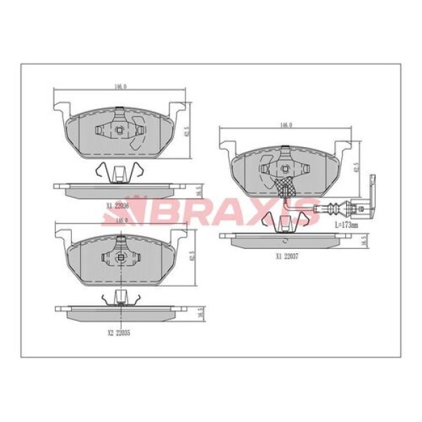 BRAXIS AA0458 Fren Balatası Ön Golf Vıı 14- / Leon 12- / Octavia 13- 