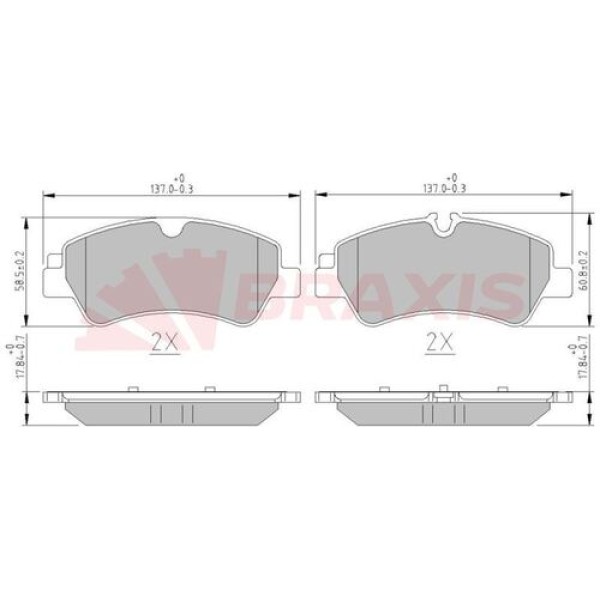 BRAXIS AA0600 Fren Balatası Arka Transit Custom Ttf 14- V362 Yeni Transit V363 Ttg 14- V363 Tek Teke