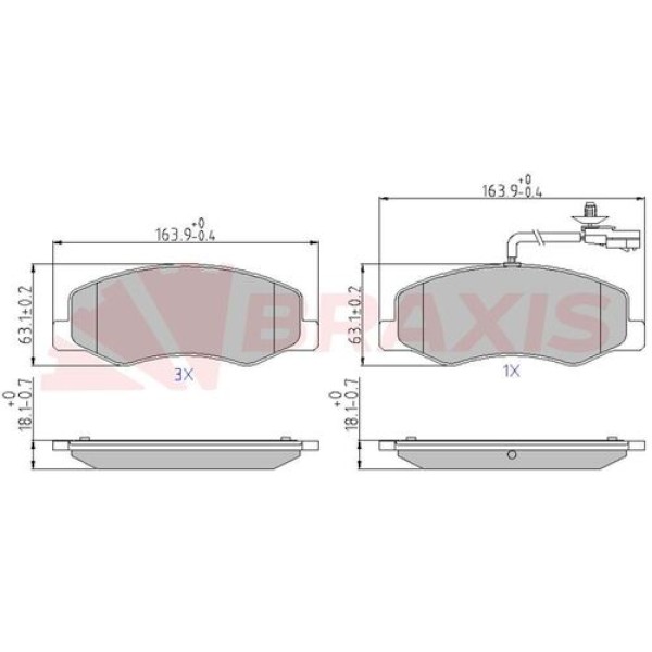 BRAXIS AA0601 Fren Balatası Arka Master III 10- / Movano B 10- / Nv400 10- / Jest Çift Teker