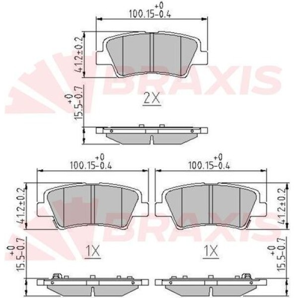 BRAXIS AA0602 ARKA FREN BALATASI HYUNDAI ACCENT BLUE 11> ELANTRA 11> I40 11> I30 11> OPTIMA 11-15 RIO 11> CEED 11> SOUL 14> SPORTAGE 16> SSANGYONG TIVOLI KORANDO XLV 15> SONATA 07-10 TUCSON 08-10 I20 15> TUCSON 2015> 