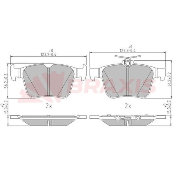 BRAXIS AA0605 Fren Balatası Arka Golf Vıı 14- Passat B8 14- Tiguan II 16- Touran III 15- / A3 12- Tt 