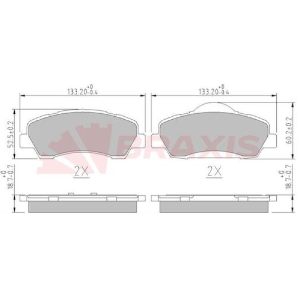 BRAXIS AA0610 Fren Balatası Ön 301 12- 308 13- / C-Elysee 12- C4 Cactus 14- Mando Tıp
