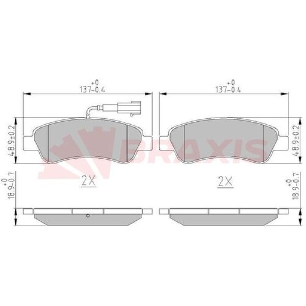 BRAXIS AA0620 Fren Balatası Arka Fişli Ducato 12- / Boxer 12- / Jumper 12- 