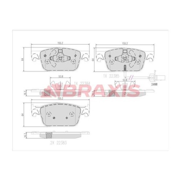 BRAXIS AA0662 Fren Balatası Ön A4 15- A5 16- 