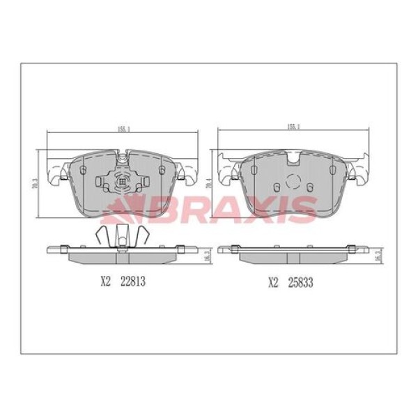 BRAXIS AA0693 Fren Balatası Ön Ds 7 17 - 3008 5008 16 - Grandland 17 - Combo E 18 -
