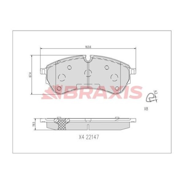 BRAXIS AA0719 Fren Balatası Ön Crafter 2,0TDI 16 - Dasa-B-C \ Daua-B-C \ Dava \ Dawa Man Tge 2,0TDI 