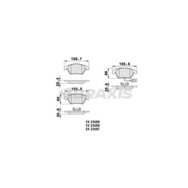 BRAXIS AB0004 Fren Balatası Ön Caddy 03- Golf V A3 Octavia Touran Toledo 04- Passat Jetta 05- Fişli