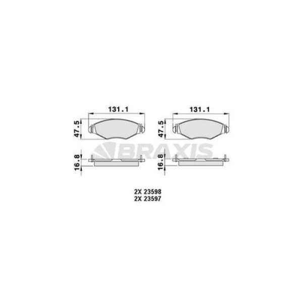 BRAXIS AB0005 Fren Balatası Ön 206 1.4HDI 1.1 1.4 1.6 1.9 98- 206 - T3E 1.4 1.6 06-Kangoo 1.9D Çelik