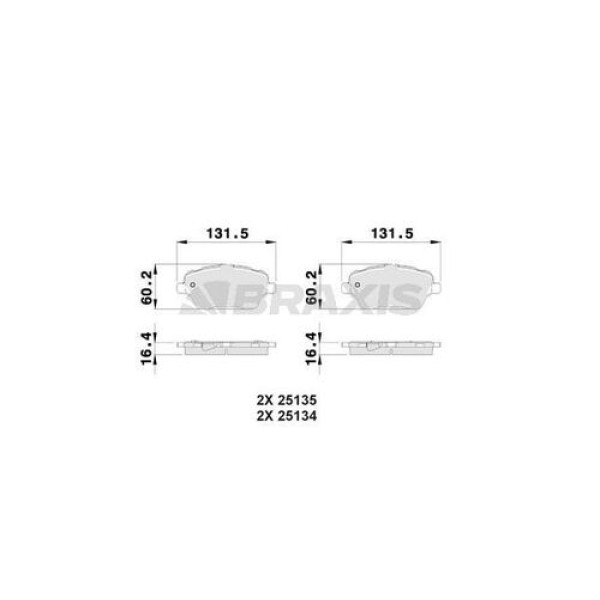 BRAXIS AB0025 Fren Balatası Ön Fiesta VI 12- B-Max 12- 12- Tourneo Courier C4A 14- 14-