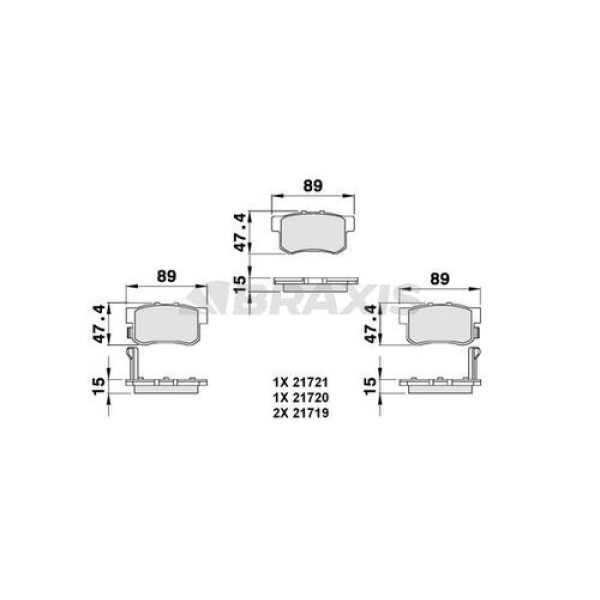 BRAXIS AB0076 Fren Balatası Arka Civic 07-11 Accord 90-98 Crv 02-06 Integra / Swift 05- / 600 94-00 