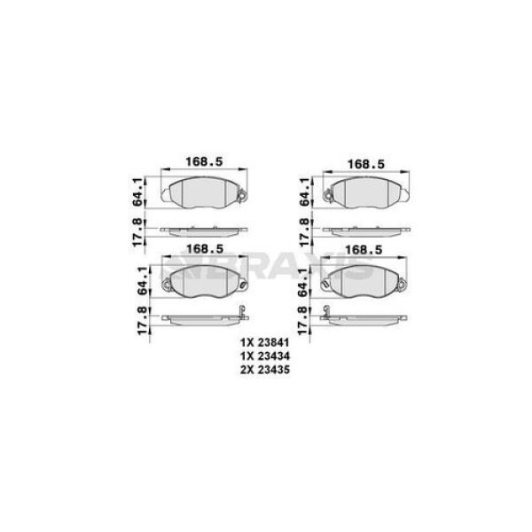 BRAXIS AB0086 Fren Balatası Ön V184 00-06 Önden Çeker 
