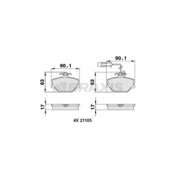 BRAXIS AB0088 Fren Balatası Ön Tempra 1.6 Tipo 1.4 1.6 Fişli 
