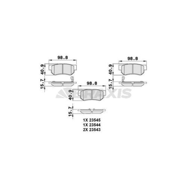 BRAXIS AB0097 ARKA FREN BALATASI DISK ELANTRA 06-10 GETZ 02-11 MATRIX SANTAFE 01-06 SONATA 98-05 SONATA 05-07 TUCSON 04-08 SPORTAGE 04-10 CARENS 06> MAGENTIS 04-9 