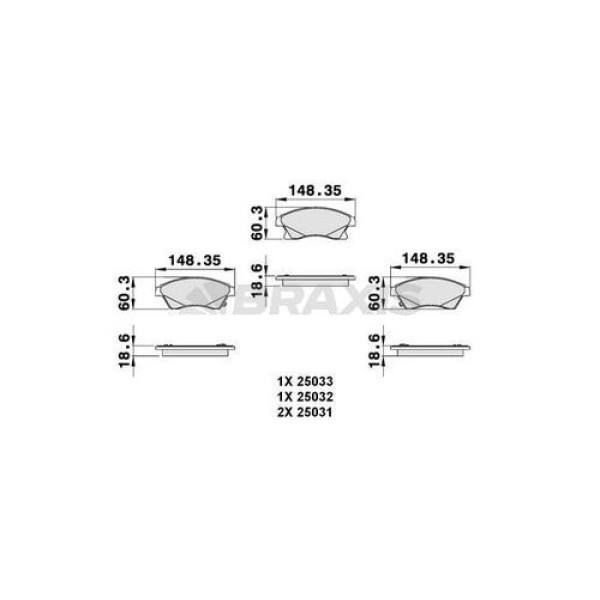 BRAXIS AB0128 Fren Balatası Ön 15 Inch Astra J Cruze Aveo T300 