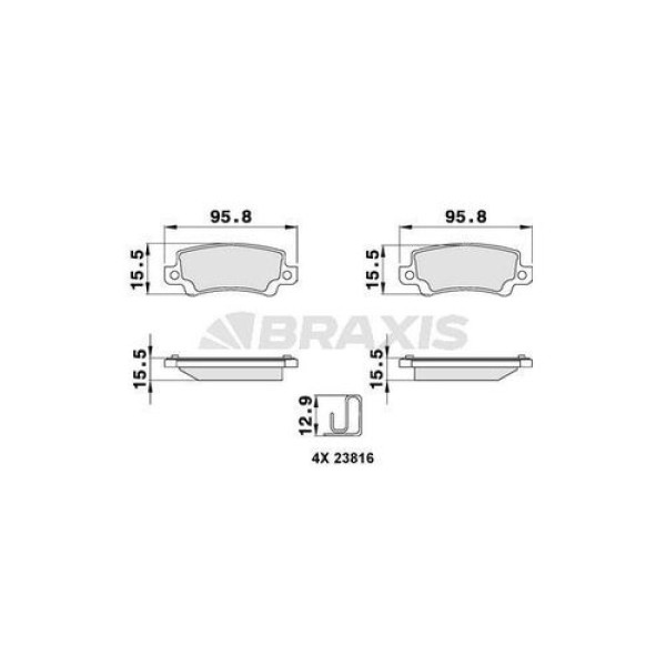 BRAXIS AB0136 Fren Balatası Arka Corolla 1.4 1.6 Vvtı Benzinli 03-07 