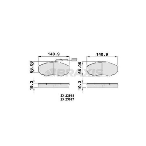 BRAXIS AB0146 Fren Balatası Ön Ducato 02-06 / Boxer 02-06 / Jumper 02-06 14Q Küçük Tip