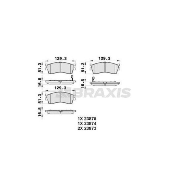BRAXIS AB0201 Fren Balatası Ön Carens 00-02 Clarus 97-01 Rio 02-05 Shuma 97-04 Sephia 97-04 