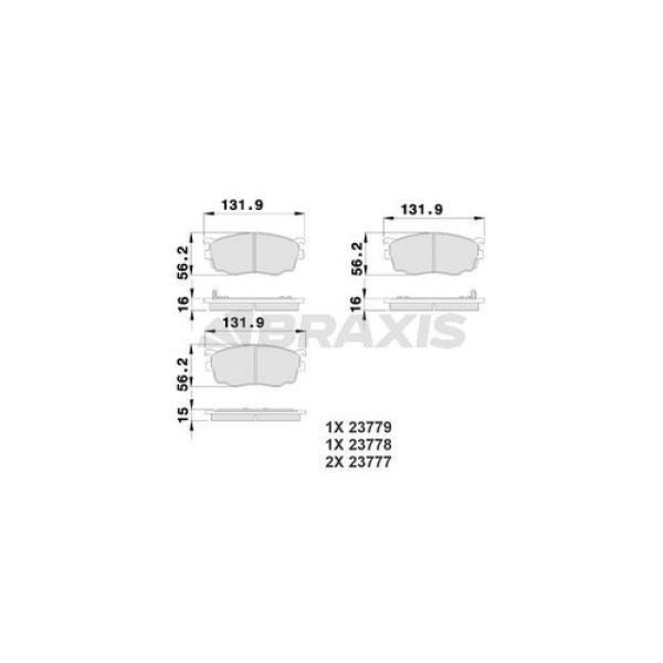 BRAXIS AB0209 Fren Balatası Ön 323 F VI Bj 2.0 01 01-10 03 626 V 2.0 2.0 Turbo Dı 2.0 Dıtd 2.0 Hp 05