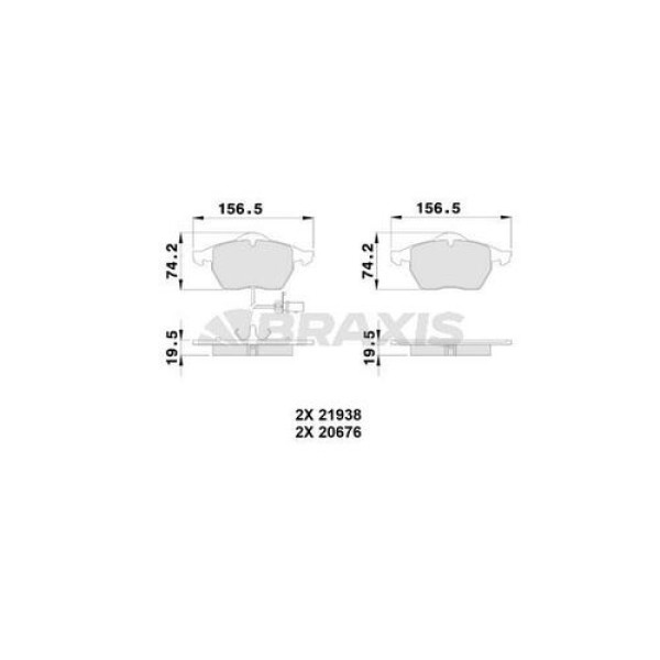 BRAXIS AB0224 Fren Balatası Ön A4 A6 1.8T 1.9TDI 95- Passat 1.8T 1.9TDI 95-00 Golf IV 1.9TDI Superb