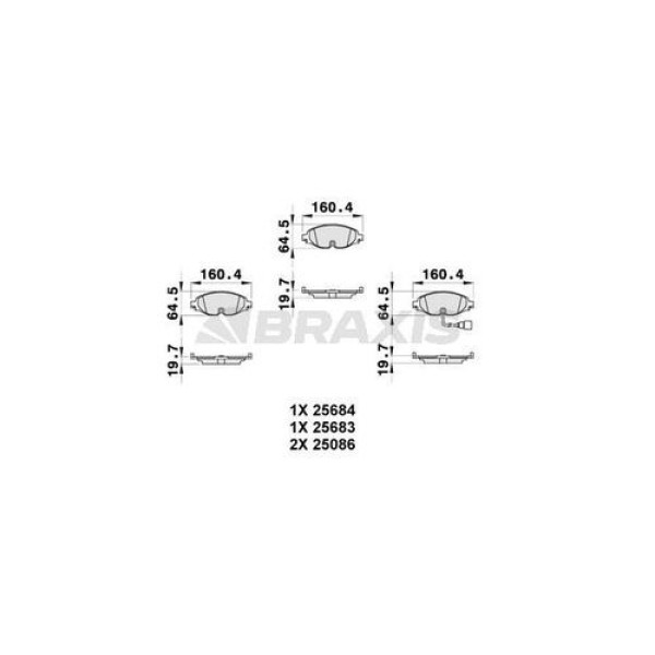 BRAXIS AB0313 Fren Balatası Ön Golf Vıı 14- Passat B8 14- Tiguan II 16- Touran III 15- / A3 12- / At 