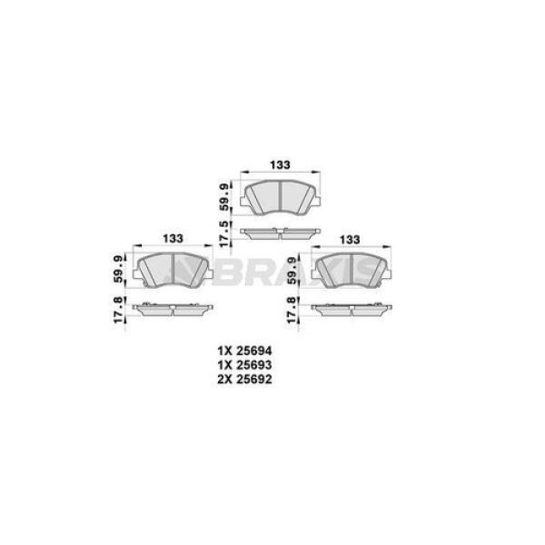 BRAXIS AB0335 Fren Balatası Ön Elantra 2011 - Elantra 2016 - 