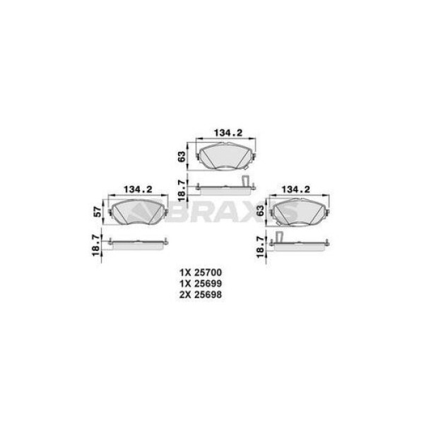 BRAXIS AB0493 Fren Balatası Ön Corolla 2013 - Auris 2012 - (1,33-1,6 Benzinli - 1,4 D4D Dizel)