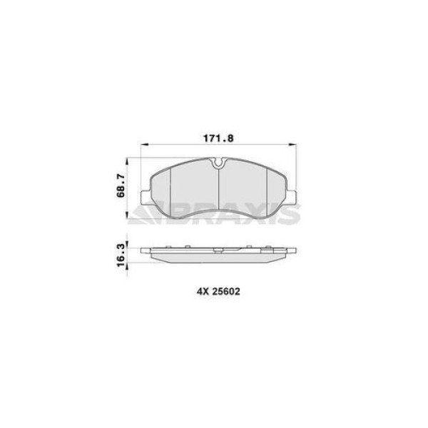 BRAXIS AB0503 Fren Balatası Ön Tourneo Custom-Transit Custom V362 2.2TDCI 12- Arka Tek Teker