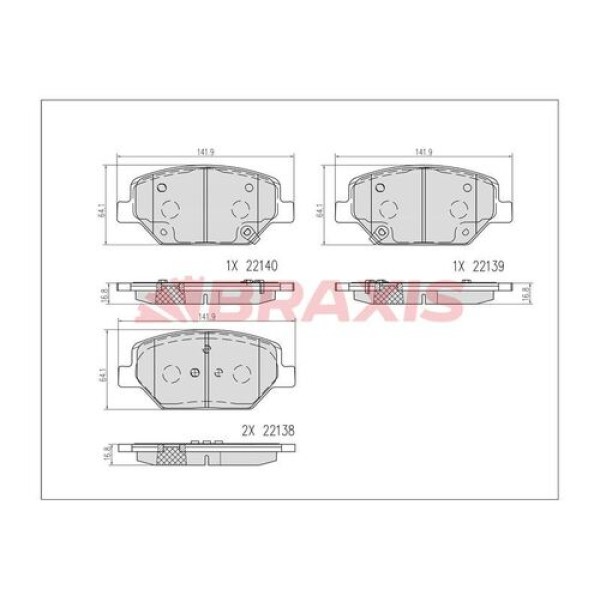 BRAXIS AB0608 Fren Balatası Ön Insignia B 17 17 -