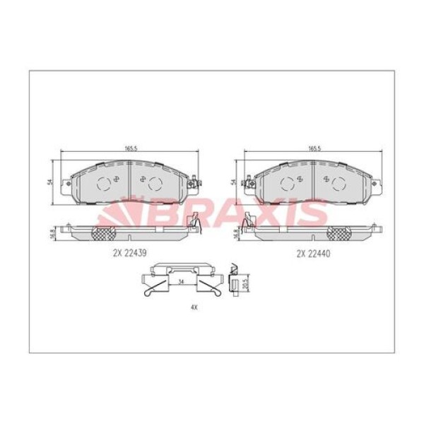 BRAXIS AB0620 Ön Fren Balatası Nissan Navara 2.3 4×4 2015- 