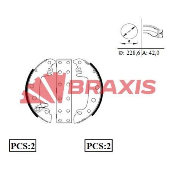 BRAXIS AC0002 ARKA FREN BALATASI PABUC R12 M131 C15 (PERCINLI CIRCIRLI) 