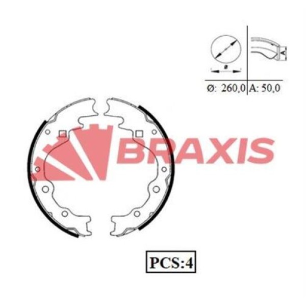 BRAXIS AC0029 Kampana Balata K2700 99- Besta 96-03 K2500 03- Pregio 97- / E2000 E2200 260×50Mm
