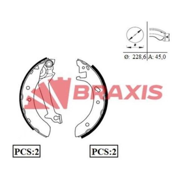 BRAXIS AC0046 Kampana Balata Mondeo III 00-07 I 92- Mondeo III 00-07 II 96- 228×44Mm 