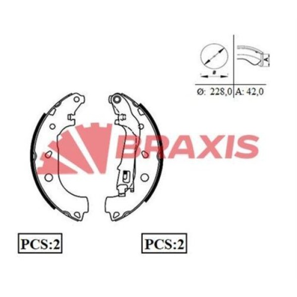 BRAXIS AC0070 Kampana Balata Albea 02- Doblo 01- Idea 04- / Musa 04-12 / Combo 12- 228,6×42,3Mm 
