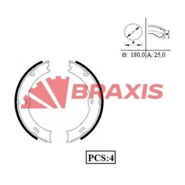 BRAXIS AC0071 El Fren Balatası Crafter 06- / Sprinter 06- Tek Teker Yay Takımlı 180×25